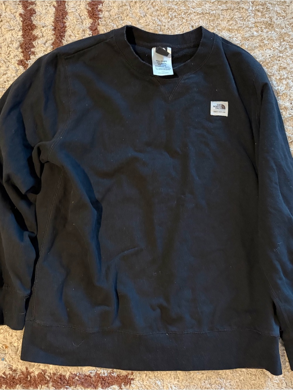 The North Face Black Crew Sweatshirt with Small Logo Patch